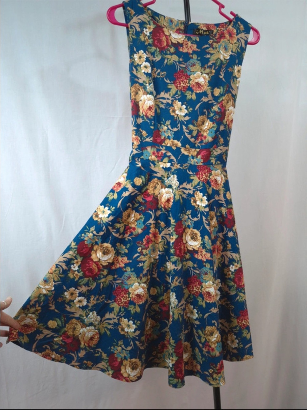 Blue Floral Dress with Tie Back